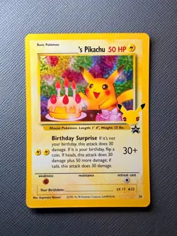 Pokemon Pikachu TCG Birthday Celebrations Holo Rare Card #24 NM/Mint Pack - Image 1