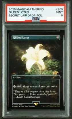 PSA9 MTG Gilded Lotus Foil Secret Lair Final Fantasy Aerith #909 GEM MINT - Image 1