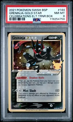 2021 POKEMON SWSH BLACK STAR PROMO #144 GRENINJA-GOLD STAR PSA 8 - Image 1