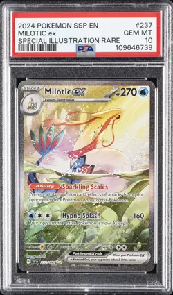 2024 POKEMON SSP EN-SURGING SPARKS SPECIAL ILLUSTRATION RARE MILOTIC EX PSA 10 - Image 1