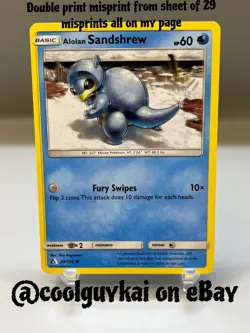 Pokemon Double Print Misprint Error Alolan Sandshrew 28/156 Sm-Ultra Prism - Image 1