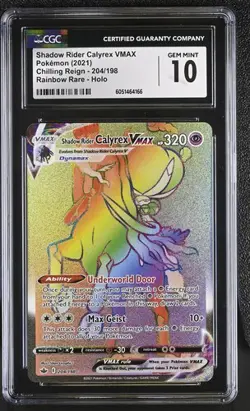 CGC 10 SHADOW RYDER CALYREX VMAX 204 CHILLING REIGN SECRET RAINBOW RARE POKEMON - Image 1