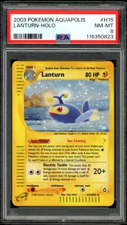2003 Pokemon Aquapolis #H15 Lanturn Holo PSA 8 NM-MT - Image 1
