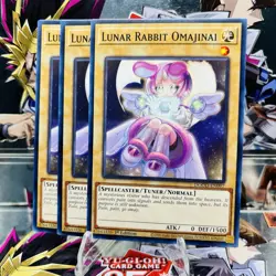 3x Yugioh Playset Lunar Rabbit Omajinai DOOD-EN097 Common 1st Ed Near Mint - Image 1