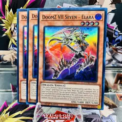 3x Yugioh Playset DoomZ VII Seven - Elara DOOD-EN010 Super Rare 1st Ed Near Mint - Image 1
