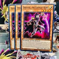 3x Yugioh Playset Disguise, the Copycat Hero DOOD-EN081 Common 1st Ed Near Mint - Image 1