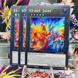 3x Yugioh Playset K9-66X "Jacks" DOOD-EN047 Super Rare 1st Ed Near Mint - Image 1