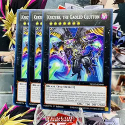 3x Yugioh Playset Kerzebs, the Gaoled Glutton DOOD-EN048 Common 1st Ed Near Mint - Image 1