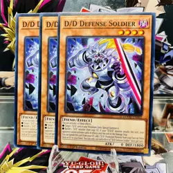 3x Yugioh Playset D/D Defense Soldier DOOD-EN002 Common 1st Ed Near Mint - Image 1