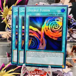 3x Yugioh Playset Double Fusion DOOD-EN100 Super Rare 1st Ed Near Mint - Image 1