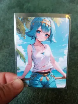 CUTE BLUE HAIR WAIFU BABE ANIME CARD - Image 2