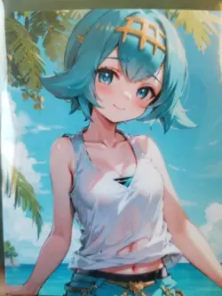 CUTE BLUE HAIR WAIFU BABE ANIME CARD - Image 3