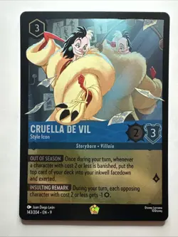 Cruella De Vil - Style Icon 143/204 Fabled Cold Foil 2025 Disney Lorcana Card NM - Image 1