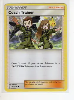 COACH TRAINER UNIFIED MINDS SET POKEMON CARD 192/236 EX/NM - Image 1