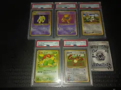 Pokemon JAPANESE Hypno Smeargle Abra Bellossom Farfetch’d PSA 7 NM 5 Card Lot - Image 1