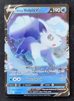 Alolan Vulpix V 033/195 Silver Tempest Ultra Rare Holo Pokemon TCG Card NM - Image 1