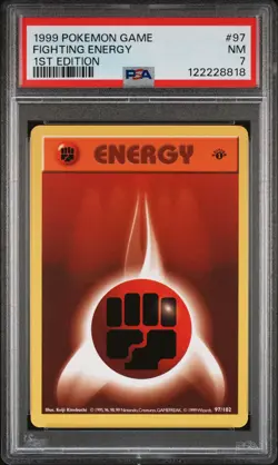 1999 POKEMON BASE SET 1ST EDITION #97 FIGHTING ENERGY PSA 7 - Image 1