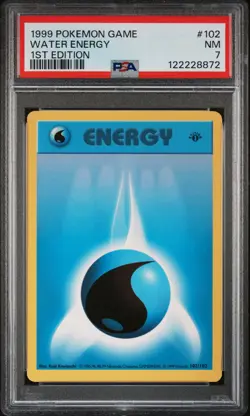 1999 POKEMON BASE SET 1ST EDITION #102 WATER ENERGY PSA 7 - Image 1