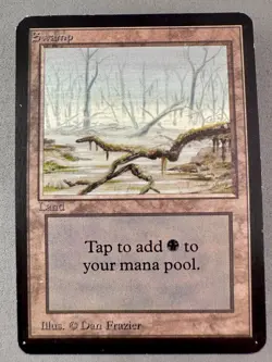 Swamp (A) Limited Edition Alpha MTG-LP MP-Vintage Magic the Gathering - Image 1