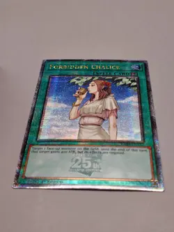 Yugioh! Forbidden Chalice 1st edition RA04-EN137 Quarter Century Secret Rare - Image 1
