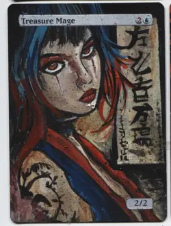 Treasure Mage MTG Altered art MAGIC Hand Painted Card Commander - Image 1