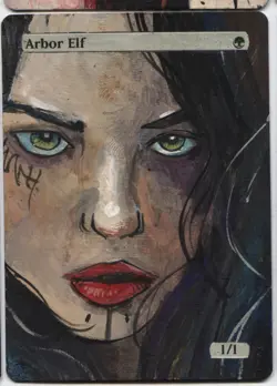 Arbor elf MTG Altered art MAGIC Hand Painted Card Commander - Image 1