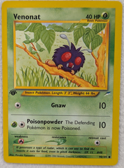 2000 Venonat #90 Neo Destiny Regular Pokemon Card Common 1st Edition - Image 1