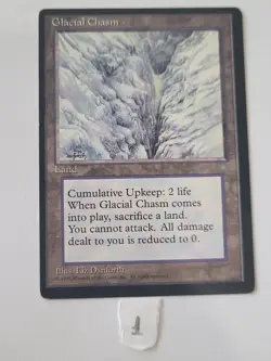 MTG - Glacial Chasm - Land - Ice Age - miscut/off Center - magic the gathering - Image 1