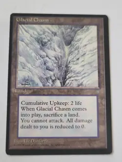 MTG - Glacial Chasm - Land - Ice Age - miscut/off Center - magic the gathering - Image 2