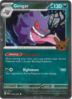 Gengar Cosmos Holo 057/091 Pokemon TCG Trick or Trade 2024 NM with Rare Swirl - Image 3