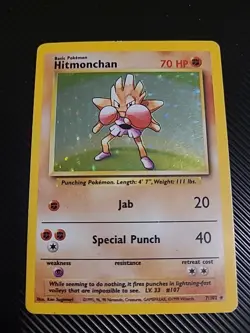 Hitmonchan - 7/102 - Pokemon Base Set Unlimited Holo Rare Vintage WOTC LP/MP - Image 1