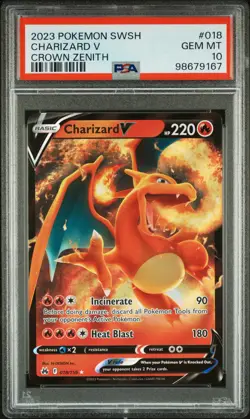 2023 POKEMON SWORD & SHIELD CROWN ZENITH #018 CHARIZARD V PSA 10 - Image 1