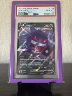 PSA 10 GEM MINT 2021 GENGAR V 156/264 SWSH FUSION STRIKE POKEMON - Image 1
