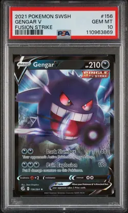 PSA 10 GEM MINT 2021 GENGAR V 156/264 SWSH FUSION STRIKE POKEMON - Image 3