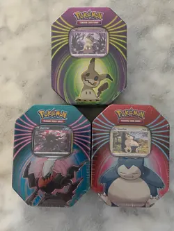 Pokemon Knock Out Snorlax, Mimikyu, Darkrai, Collector's Tin Factory Sealed Rare - Image 1