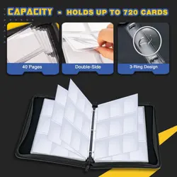 9 Pocket Waterproof Trading Card Binder - 720 Pocket Album for TCG, MTG, Yugioh - Image 4