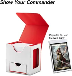 Elegant MTG Card Box Display for 100 Cards and Dice - Patented Design Red/White - Image 4