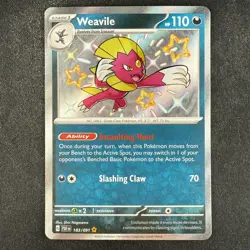 Pokemon TCG Weavile Scarlet & Violet Paldean Fates 183/091 Shiny Holo Rare Card - Image 1