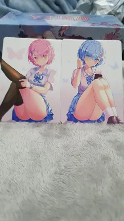 2x PREMIUM RE:ZERO REM AND RAM HOLO GLITTER RE ZERO ANIME WAIFU CARDS - Image 4