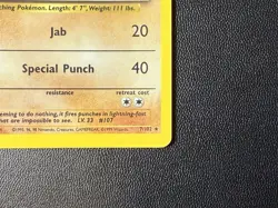 Pokemon TCG Hitmonchan Unlimited Rare Holo Card Base Set 007/102 - Image 4