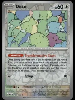 Pokemon Ditto Reverse Holo Card NM 132/165 Scarlet & Violet 151 Series - Image 1
