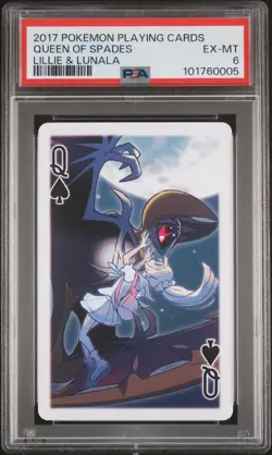 2017 POKEMON PLAYING CARDS LILLIE, GLADION & LUSAMINE QUEEN OF SPADES PSA 6 - Image 1