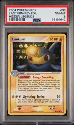 Pokemon Card Reverse Holo Lanturn 38/101 PSA 8 NM-MT ex Hidden Legends - Image 3