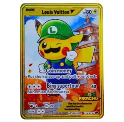 Pikachu Luigi Japanese Pokemon Promo Gold Metal Card Collectible Gift/Display - Image 1