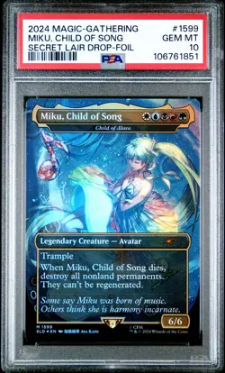 2024 MTG SECRET LAIR DROP FOIL #1599 MIKU, CHILD OF SONG PSA 10 - Image 1