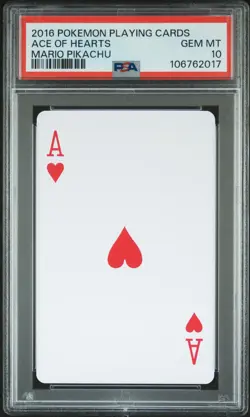 2016 POKEMON PLAYING CARDS MARIO PIKACHU ACE OF HEARTS PSA 10 - Image 1
