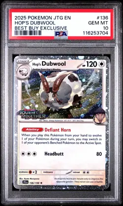2025 POKEMON JTG EN-JOURNEY TOGETHER BEST BUY EXCLUSIVE HOP'S DUBWOOL PSA 10 - Image 1