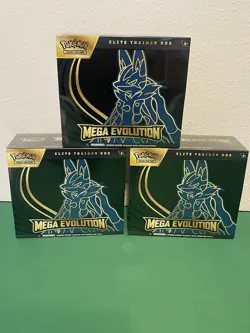 LOT OF 3 Pokemon TCG MEGA EVOLUTION LUCARIO Elite Trainer Box ETB - Sealed - Image 2