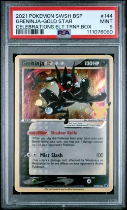 2021 POKEMON SWSH BLACK STAR PROMO #144 GRENINJA-GOLD STAR PSA 9 - Image 1