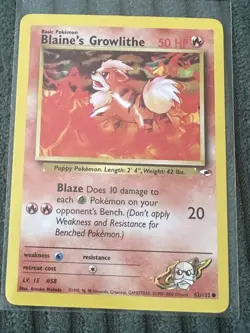Pokemon Gym Heroes Blaine's Growlithe 62/132 - Image 1